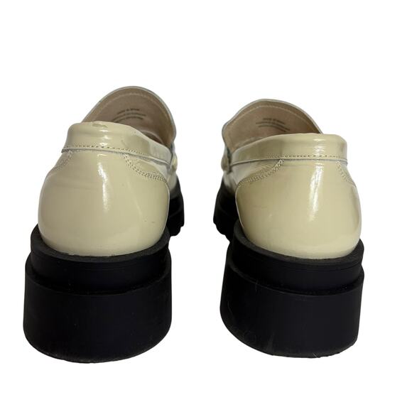 Maeve by Anthropologie -Chunky Patent Leather Loafer shoes- Cream-Size 9-9.5 - Picture 6 of 9